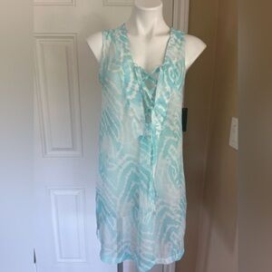 Sheer Blue and White beautiful pattern swimsuit cover